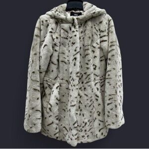 Dennis Basso Faux Fur Coat S Leopard Animal Print